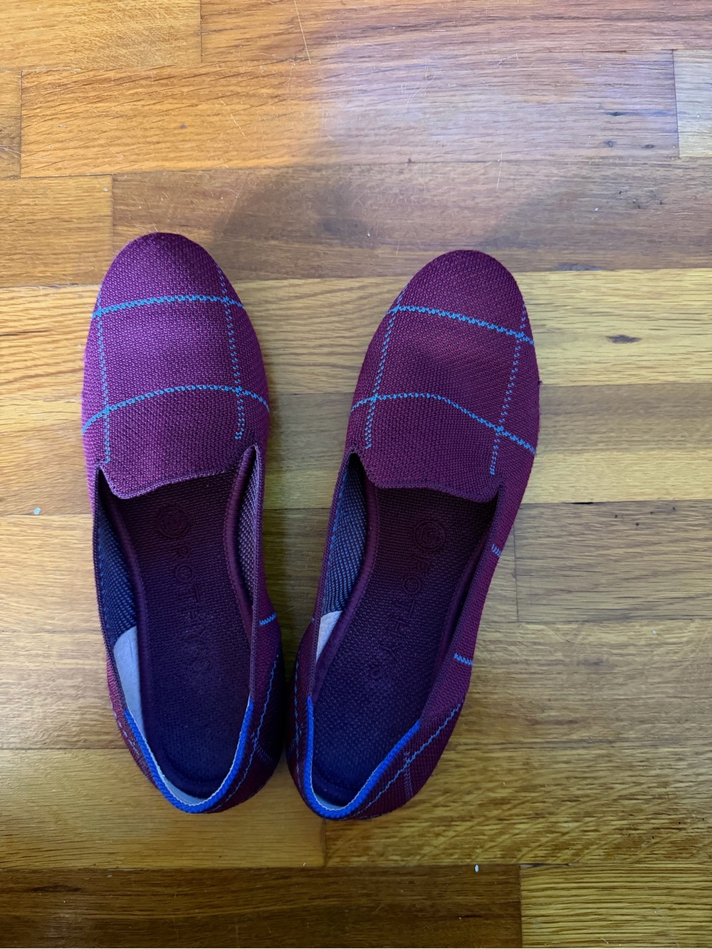 Rothy’s the plaid slip on loafer retired burgundy grid color way - Picture 3 of 8
